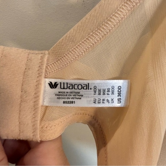 WACOAL Sz 36DD Bra Underwire Free Padded Full Coverage High Sides Adjustable NEW - Picture 10 of 12